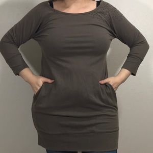 New York & Company Embellished Tunic with Pockets